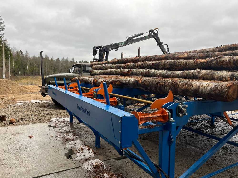 Эстакада накопительная(загрузочный стол)  с поштучной выдачей бревен ЭНПВ-50